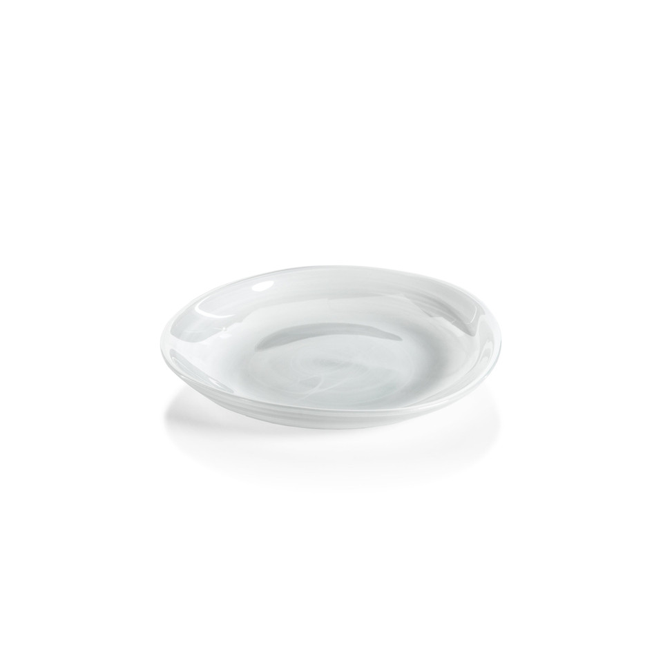 Monte Carlo White Alabaster Glass Plates, Small, Set of 6 | Bone & Brass