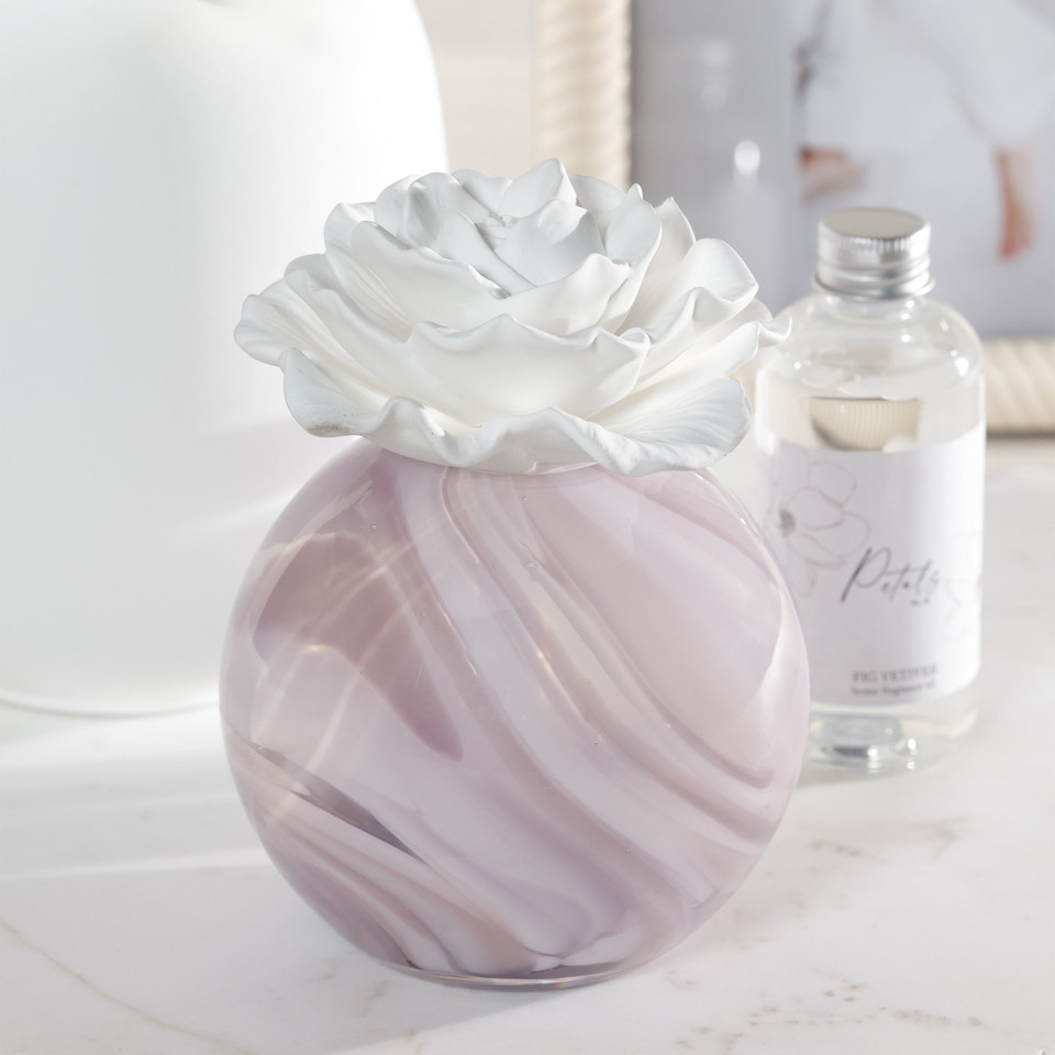 Petals Porcelain Scented Oil Diffuser - Candle Label Detail | Bone & Brass