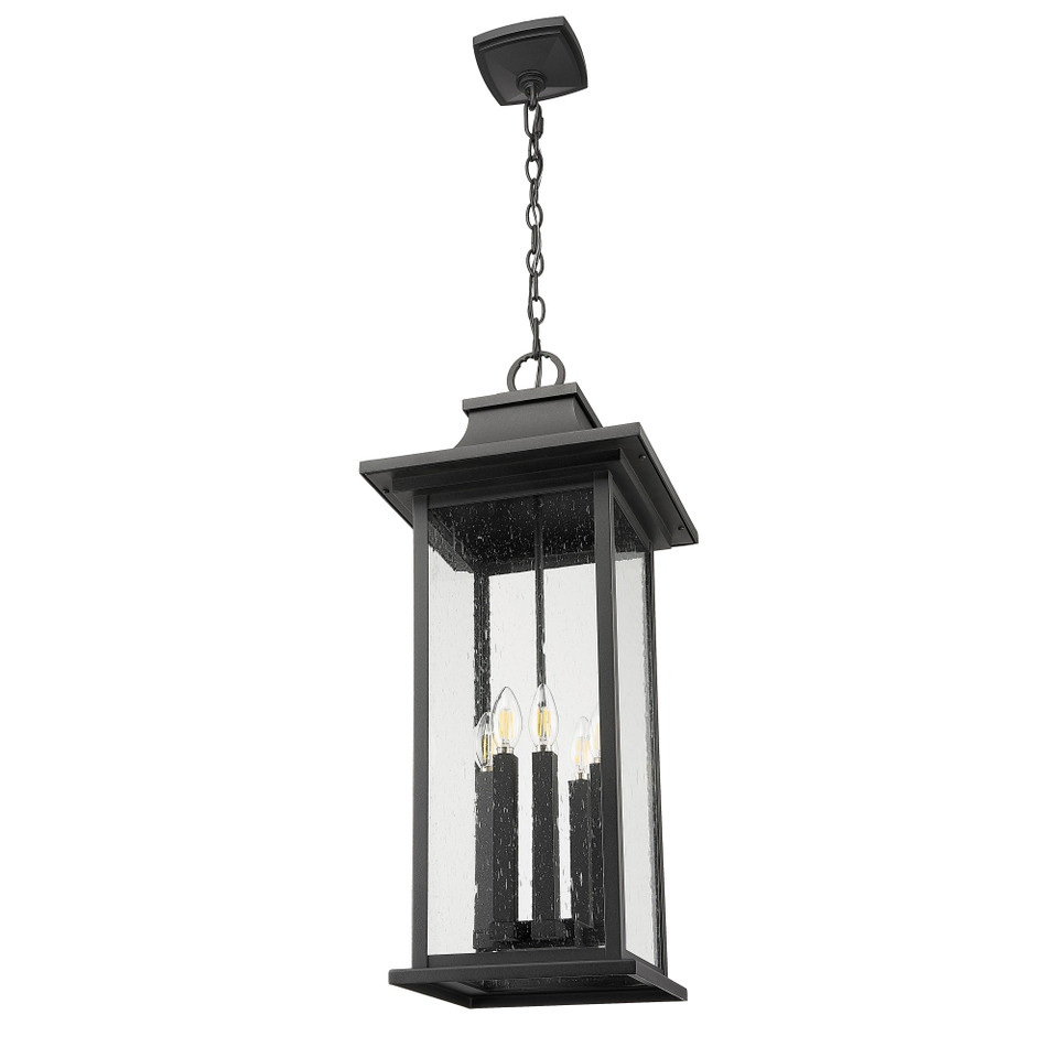 Black Oversized Seedy Glass Outdoor Pendant