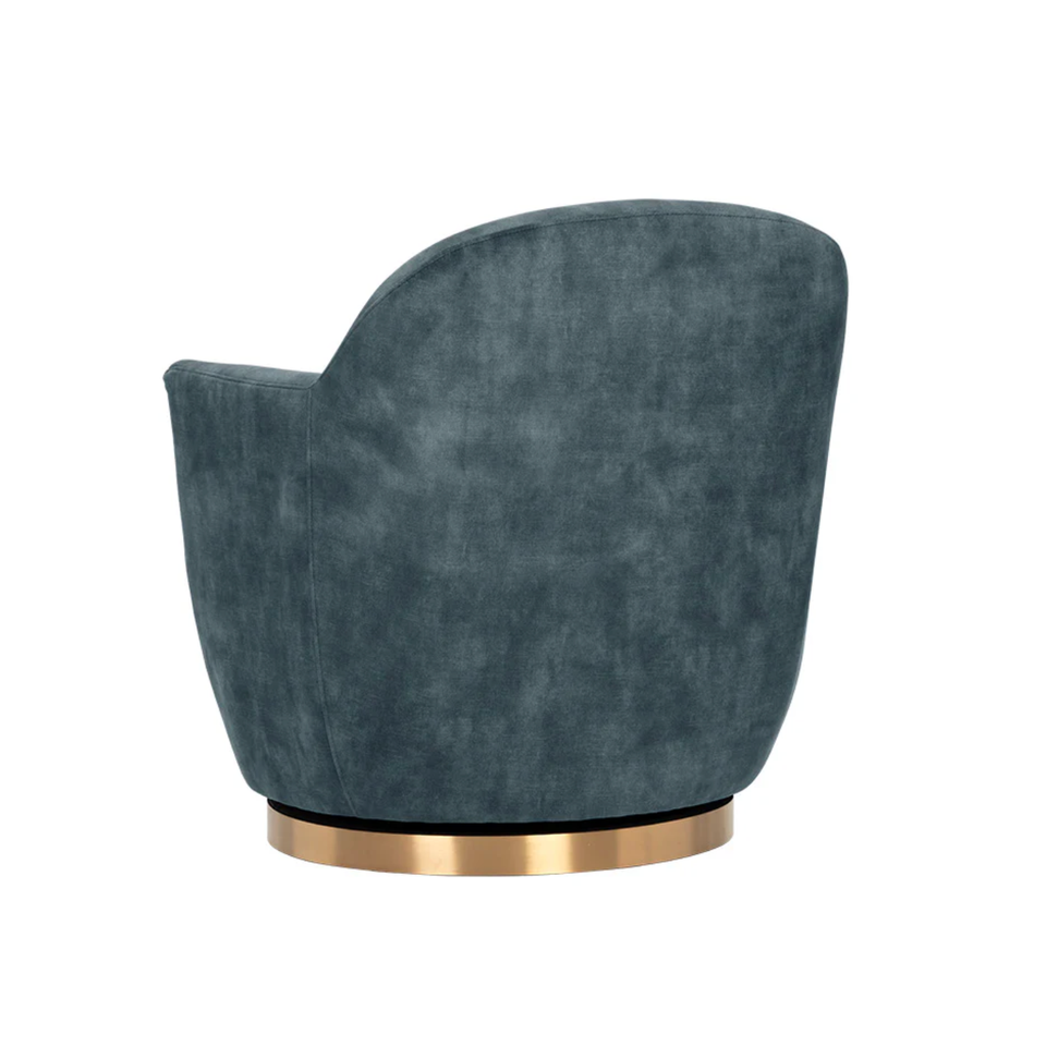 Casey Agean Blue & Brass Swivel Lounge Chair, view 3