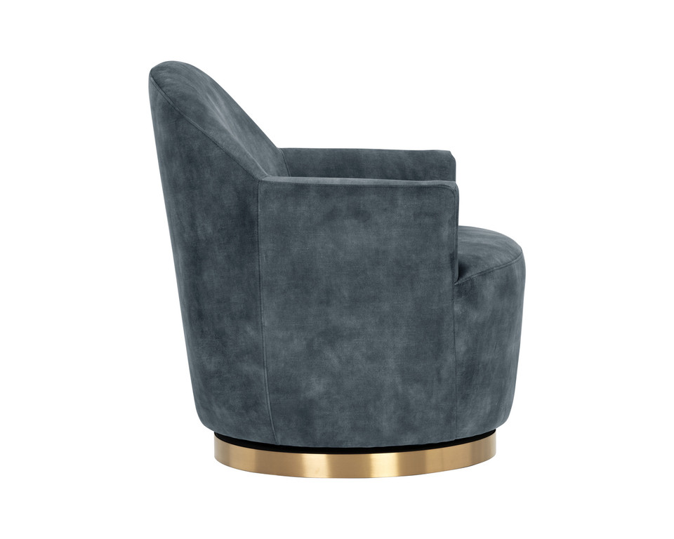 Casey Agean Blue & Brass Swivel Lounge Chair