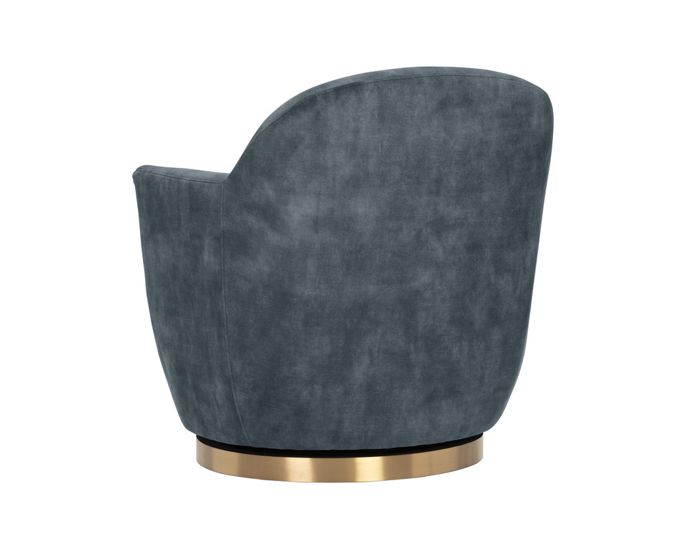 Casey Agean Blue & Brass Swivel Lounge Chair