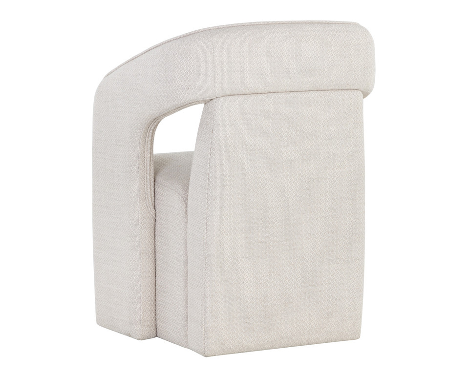 Kendrick Wheeled Dining Moto Stucco Armchair