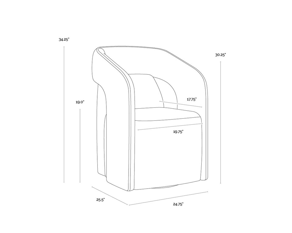 Kendrick Wheeled Dining Moto Stucco Armchair