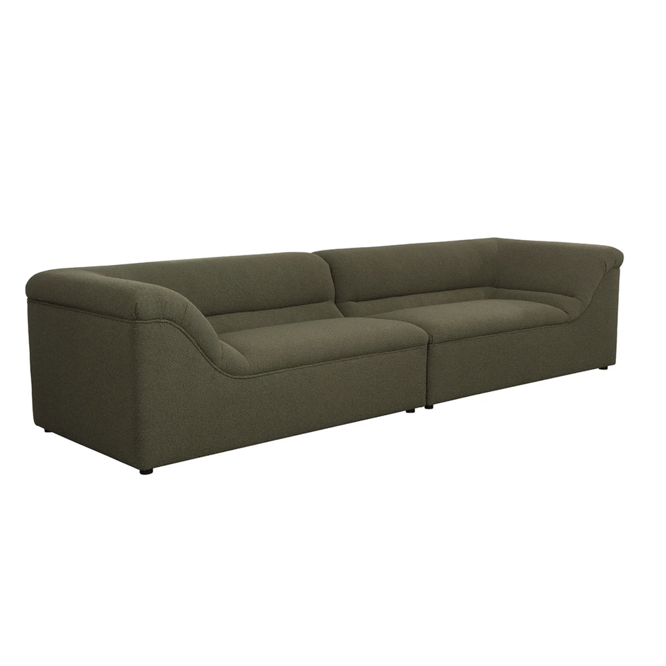 Modern Sculptural Olive Green Sofa