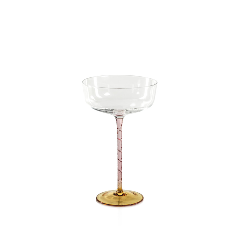 Sachi Amber & Pink Cocktail / Martini Glasses, Set 4 | Bone & Brass