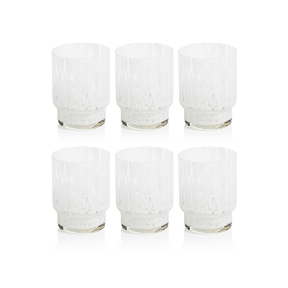 Adrian White Tortoise Tumbler Glasses, Set 6 - Tumbler Side View | Bone & Brass