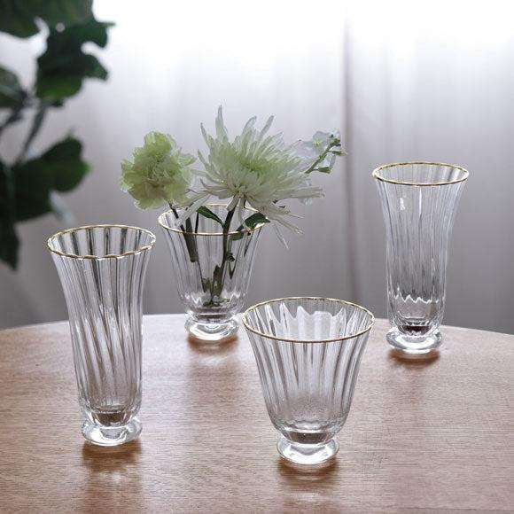 Glass Audrey Stemless All Purpose Glass Gold Rim Set 4 (Clear Gold), view 9