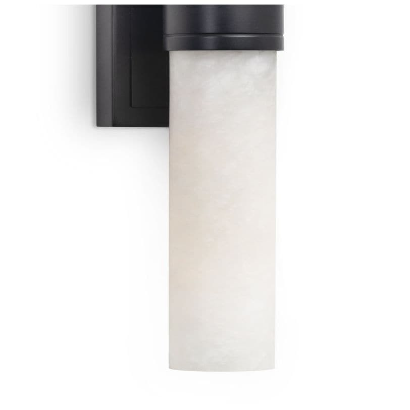 Modern Emmett oil rubbed bronze sconce with a single natural alabaster stone bulb cover.