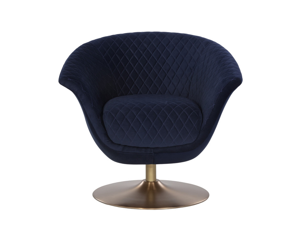 Carine Swivel Quilted Abbington Navy Lounge Chair