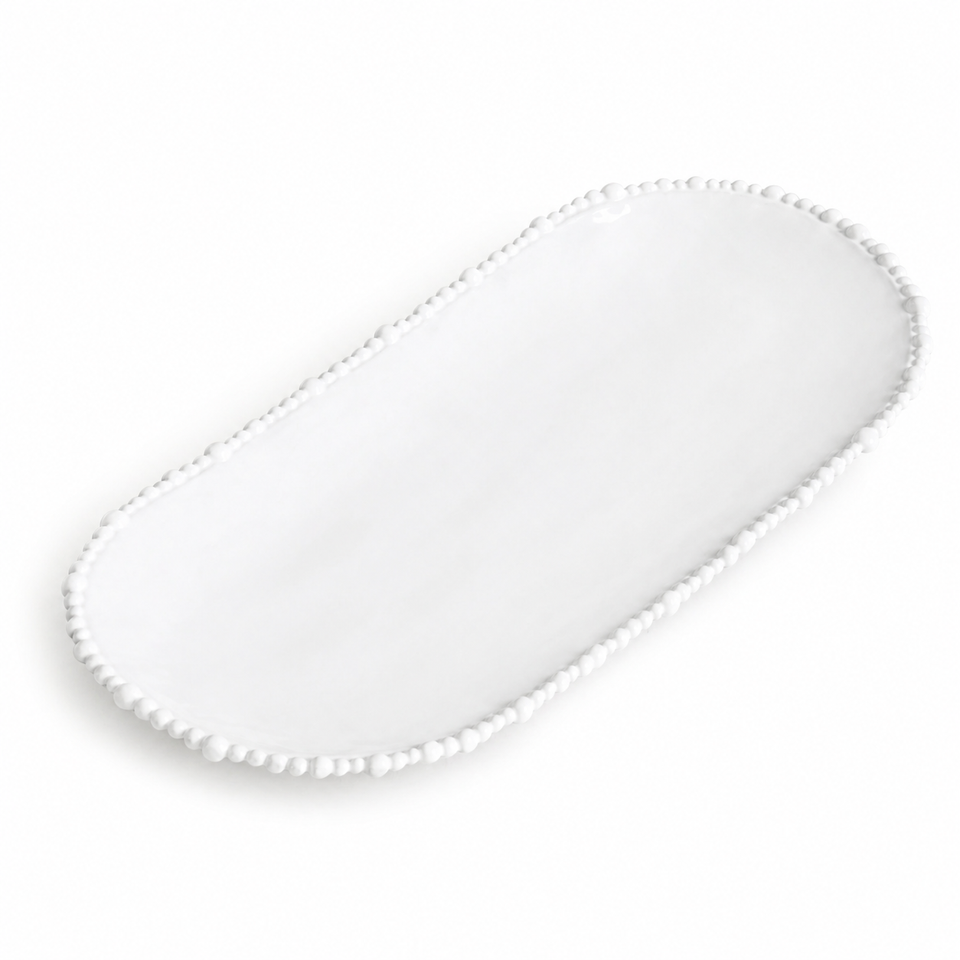White Alegria Large Oval Serving Platter | Bone & Brass