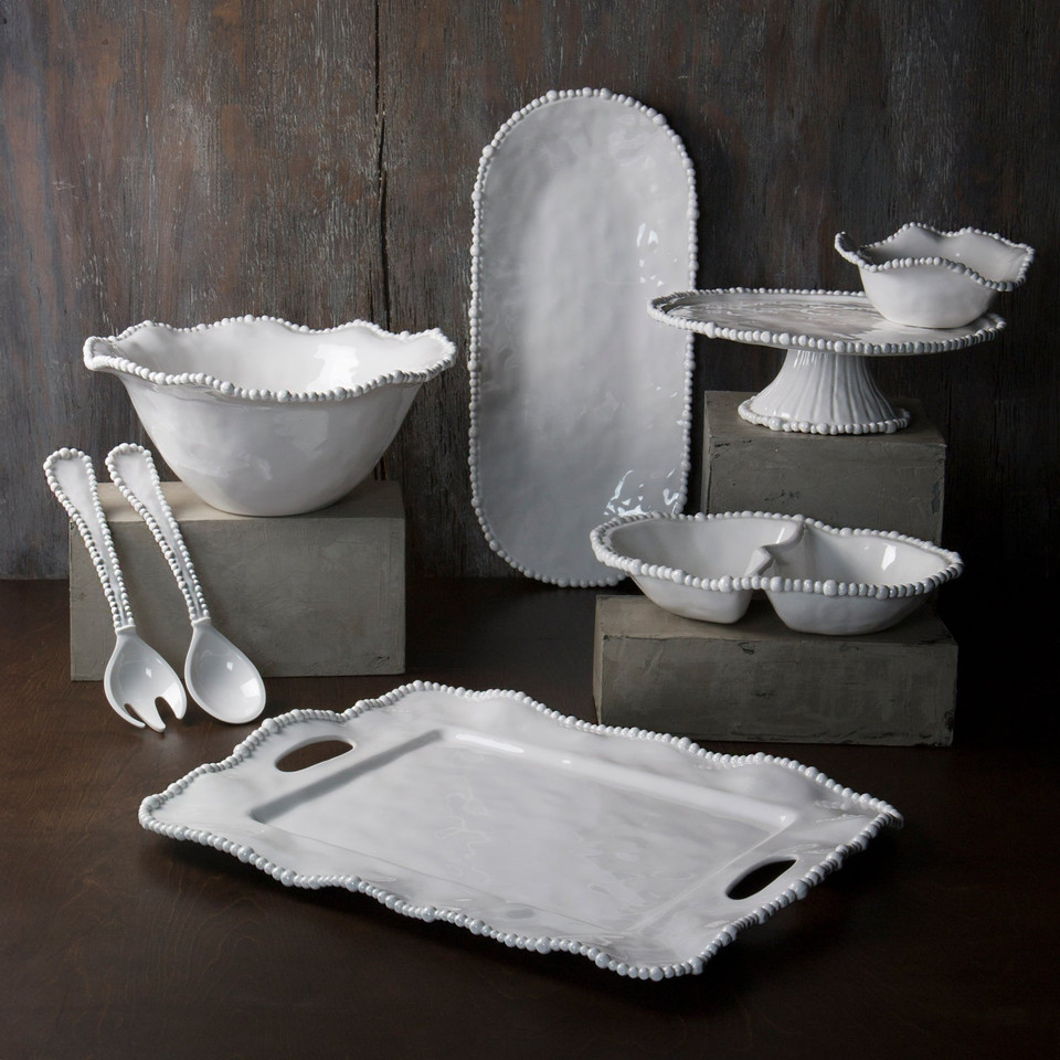 White Alegria Large Oval Serving Platter, view 6