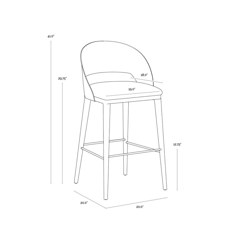 Dezirae Barstool Antique Brass - Charcoal Black Leather, view 4