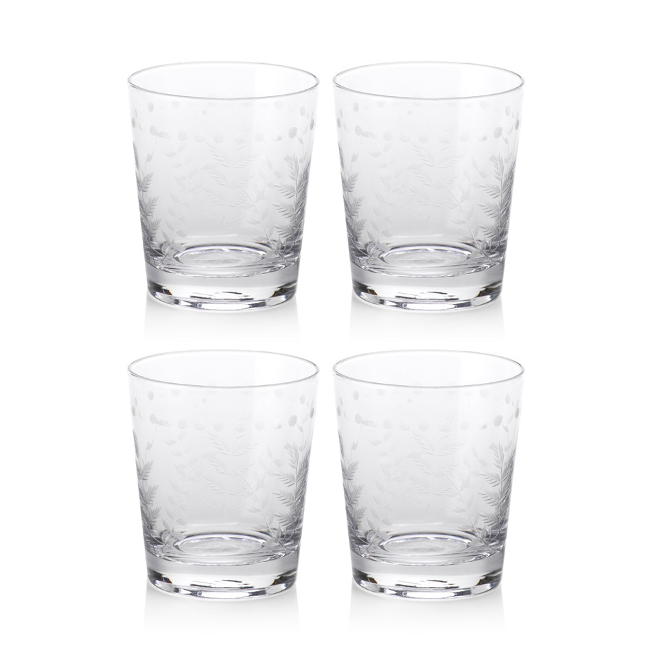 Patricia Tall Old Fashioned Glasses, Set 4 - Glass Side View | Bone & Brass