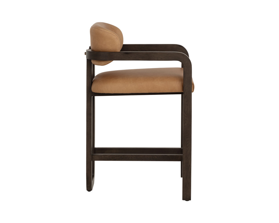 Madrone Brown - Ludlow Sesame Leather Counter Stool
