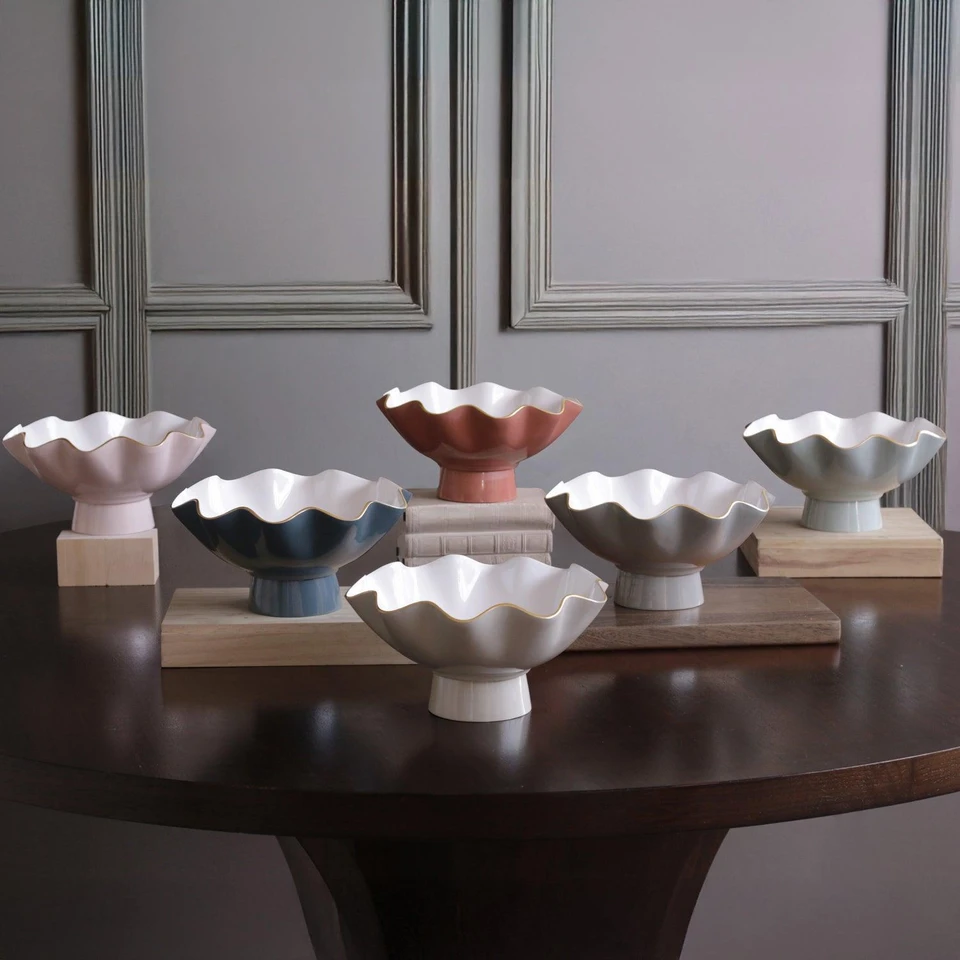 Encanto Carola Dove White Small Pedestal Bowl - Pedestal Side View | Bone & Brass