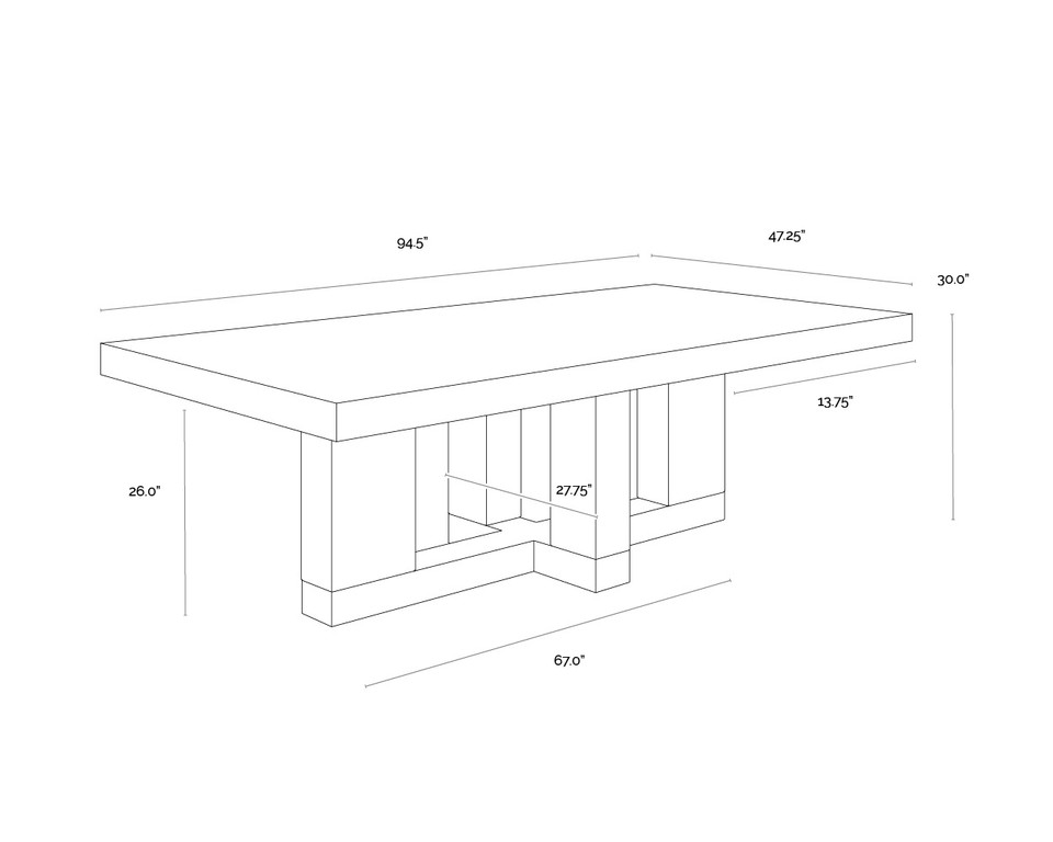 Greco Gauntlet Grey - 94.5" Dining Table
