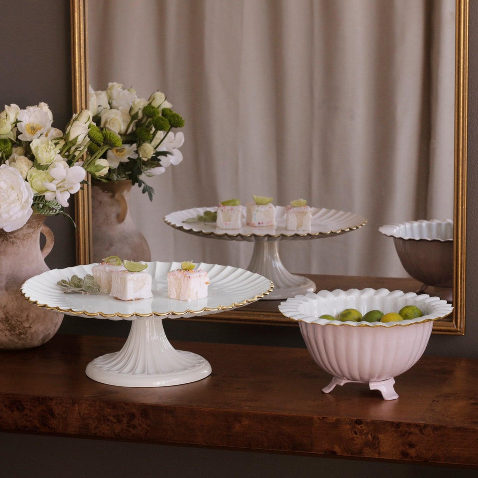 Encanto Vienna Pedestal Cake Plate (Cream White), view 6