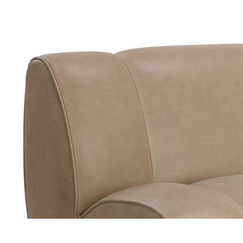 Blaise Swivel Sahara Sand Leather Lounge Chair, view 2