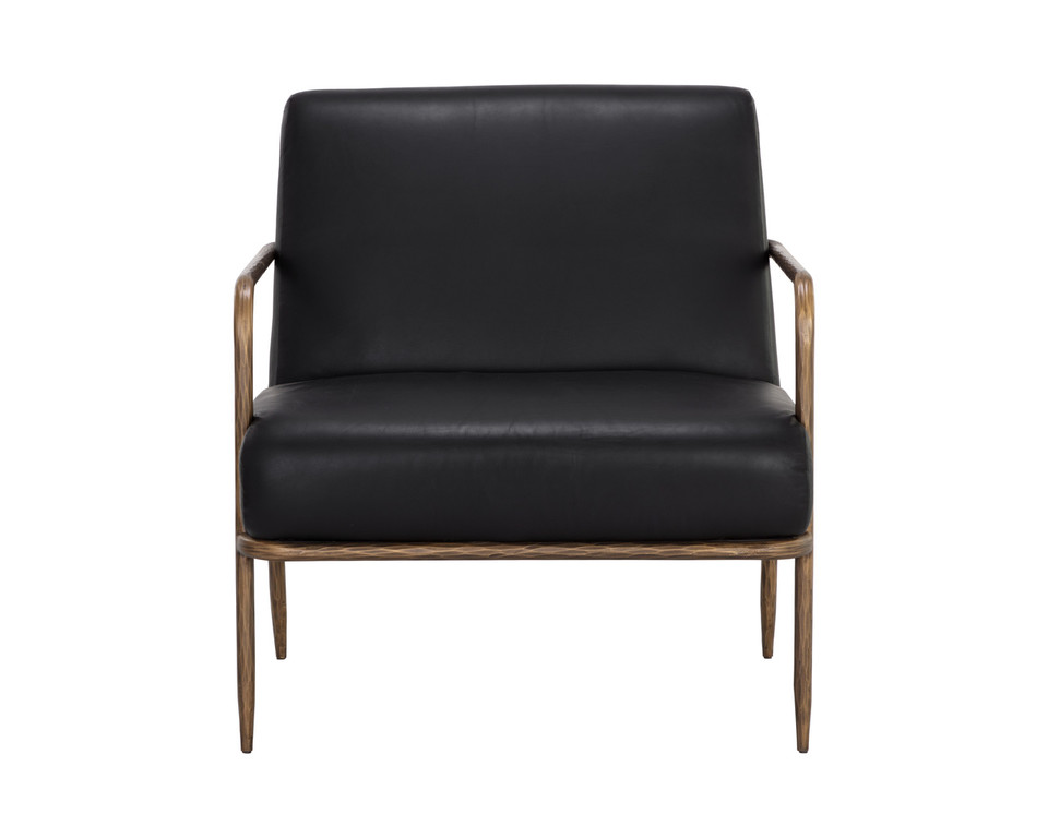 Lathan Charcoal Black Leather Lounge Chair