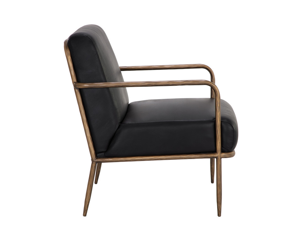 Lathan Charcoal Black Leather Lounge Chair