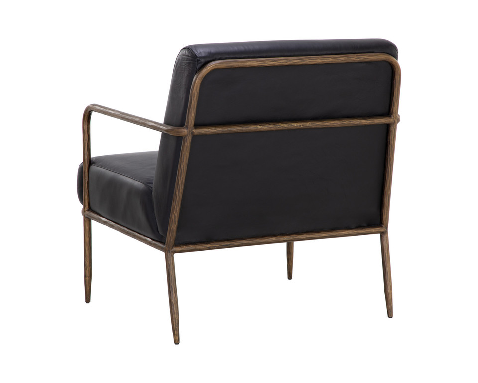 Lathan Charcoal Black Leather Lounge Chair