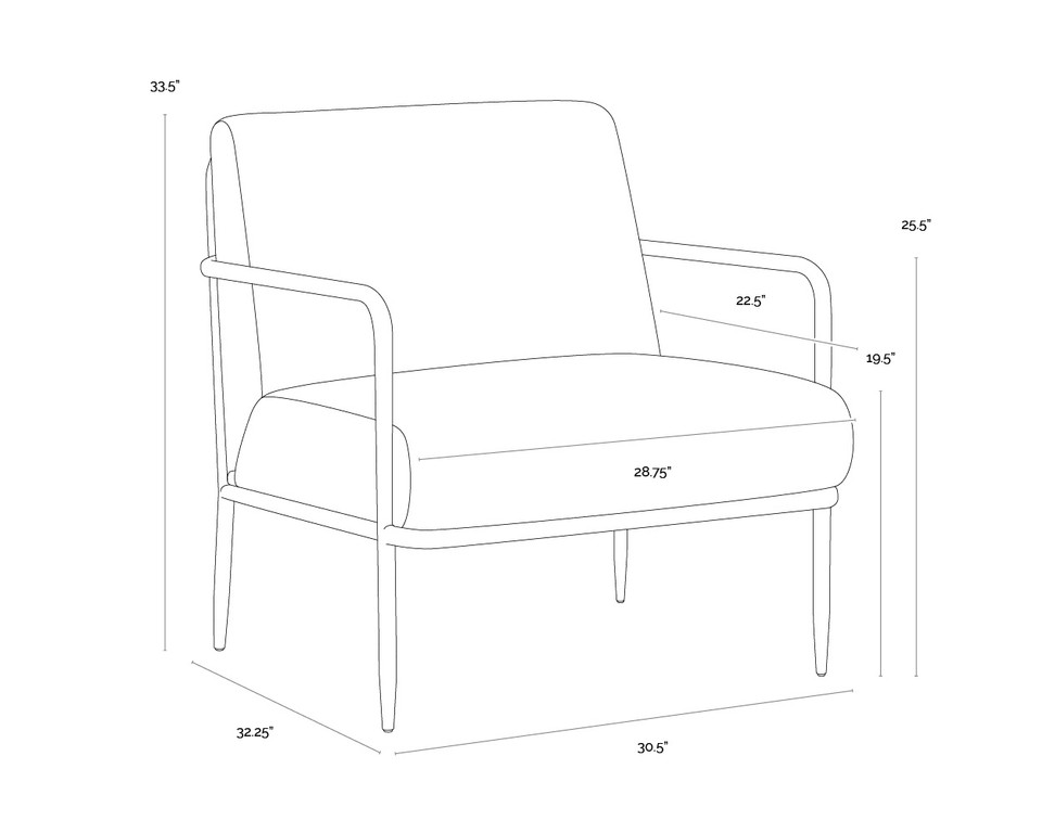 Lathan Charcoal Black Leather Lounge Chair
