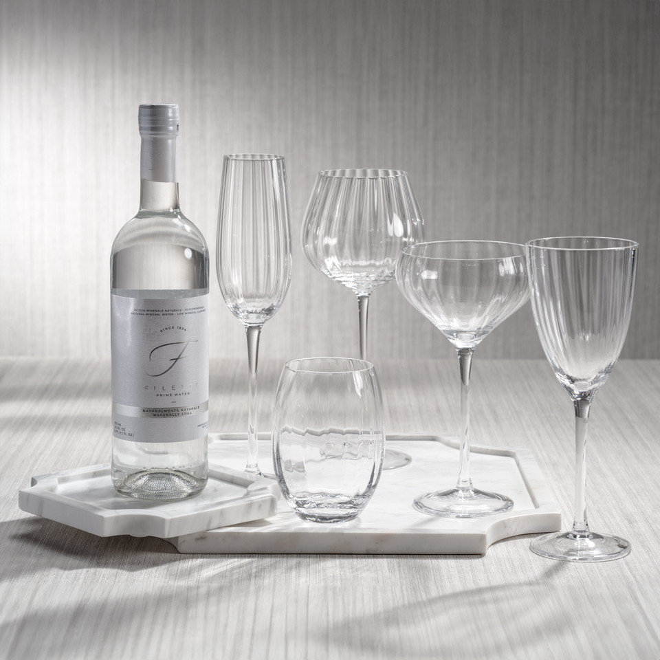 Madden Optic Red Wine Glasses, Set 4 - Glass View | Bone & Brass