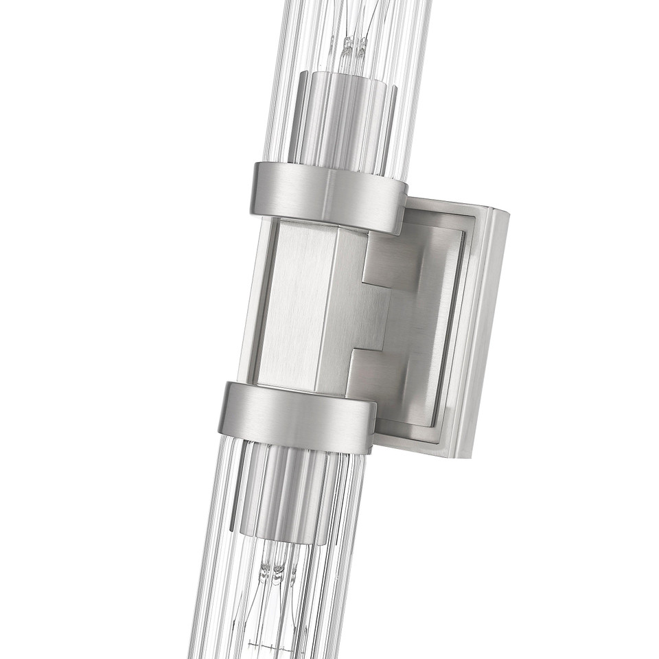 Brushed Nickel Fluted Glass Wall Sconce, view 3