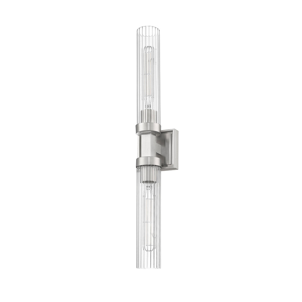 Brushed Nickel Fluted Glass Wall Sconce, view 5