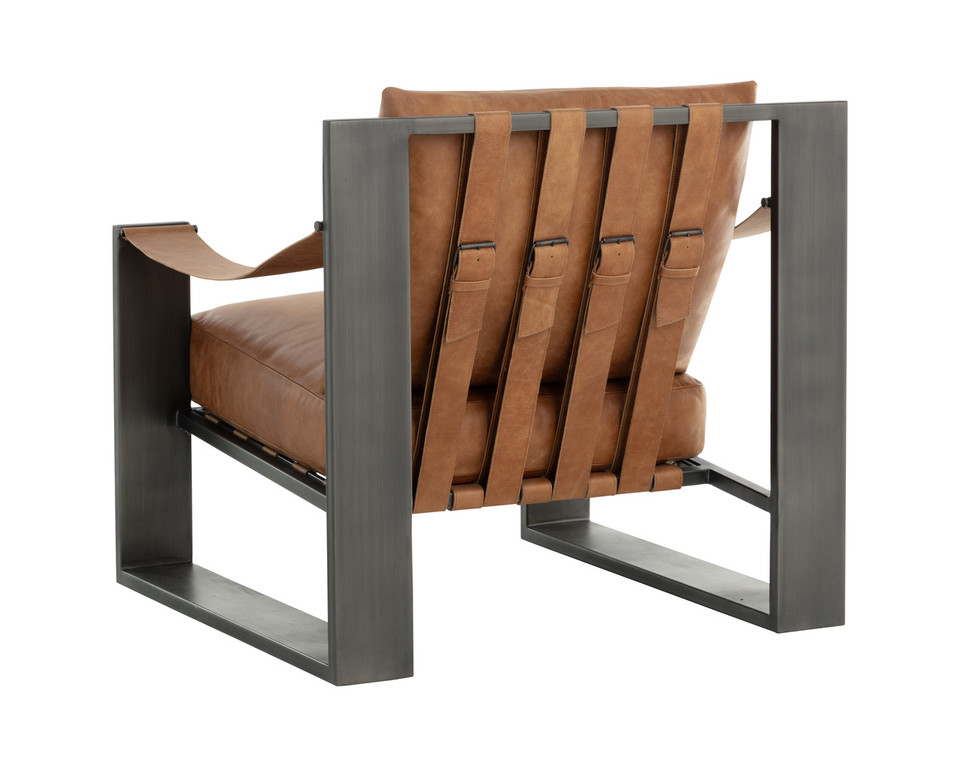 Berke Gunmetal - Tan Leather Lounge Chair