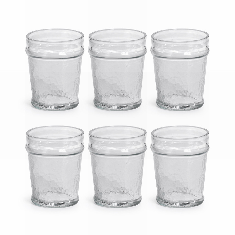 Artisan Hammered Double Old Fashioned Glasses, Set 6 - Glass Close Up | Bone & Brass