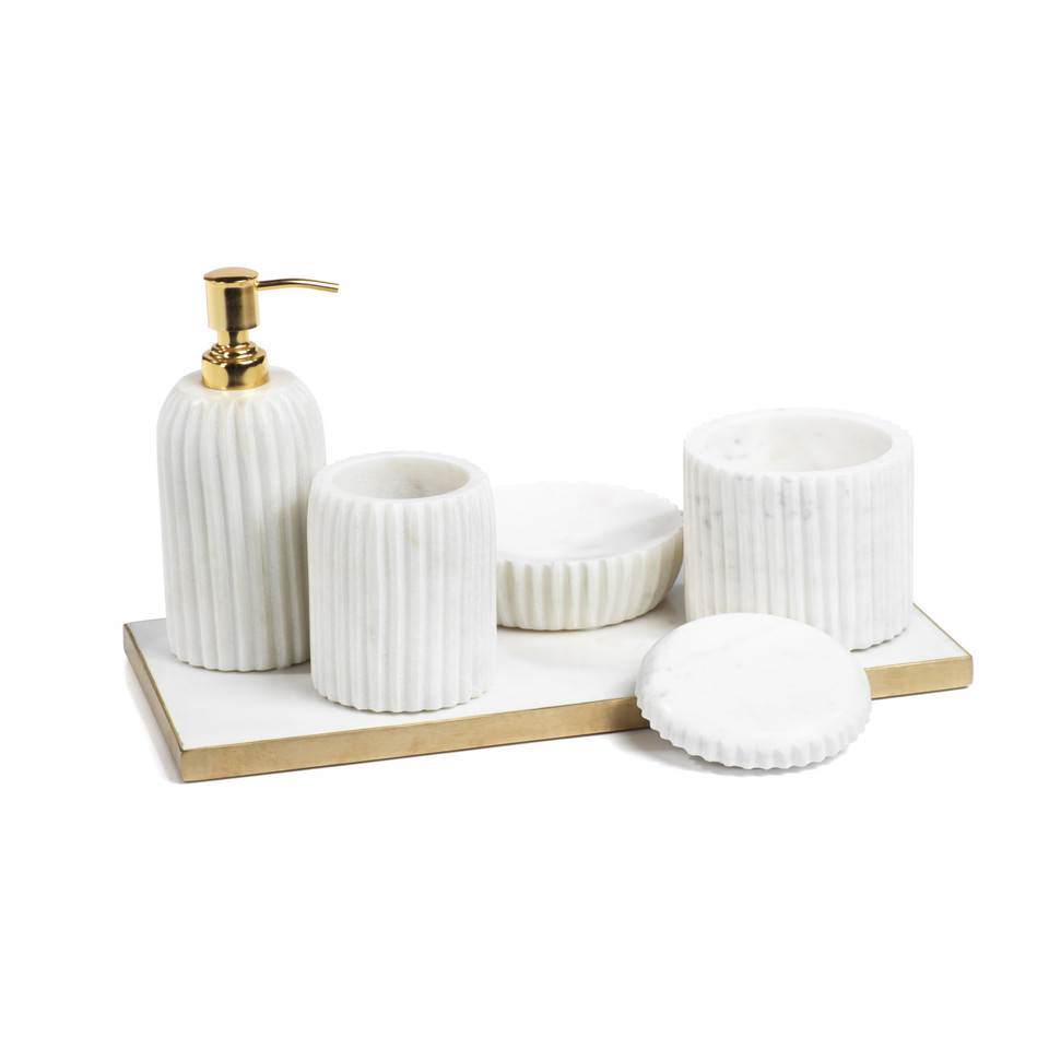 Ivory Bathroom Counter Decorative Tumbler - Tumbler Side View | Bone & Brass