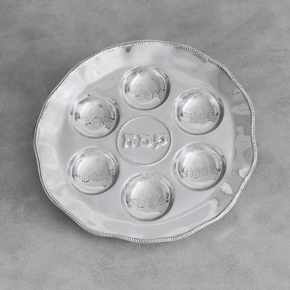 Silver Judaica Seder Plate - Platter Top View | Bone & Brass