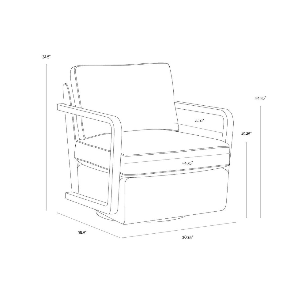 Castell Swivel Rustic Oak - Ludlow Sesame Leather Lounge Chair, view 4