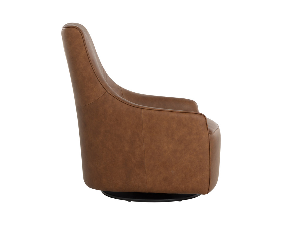 Carmine Swivel Cognac Leather Lounge Chair