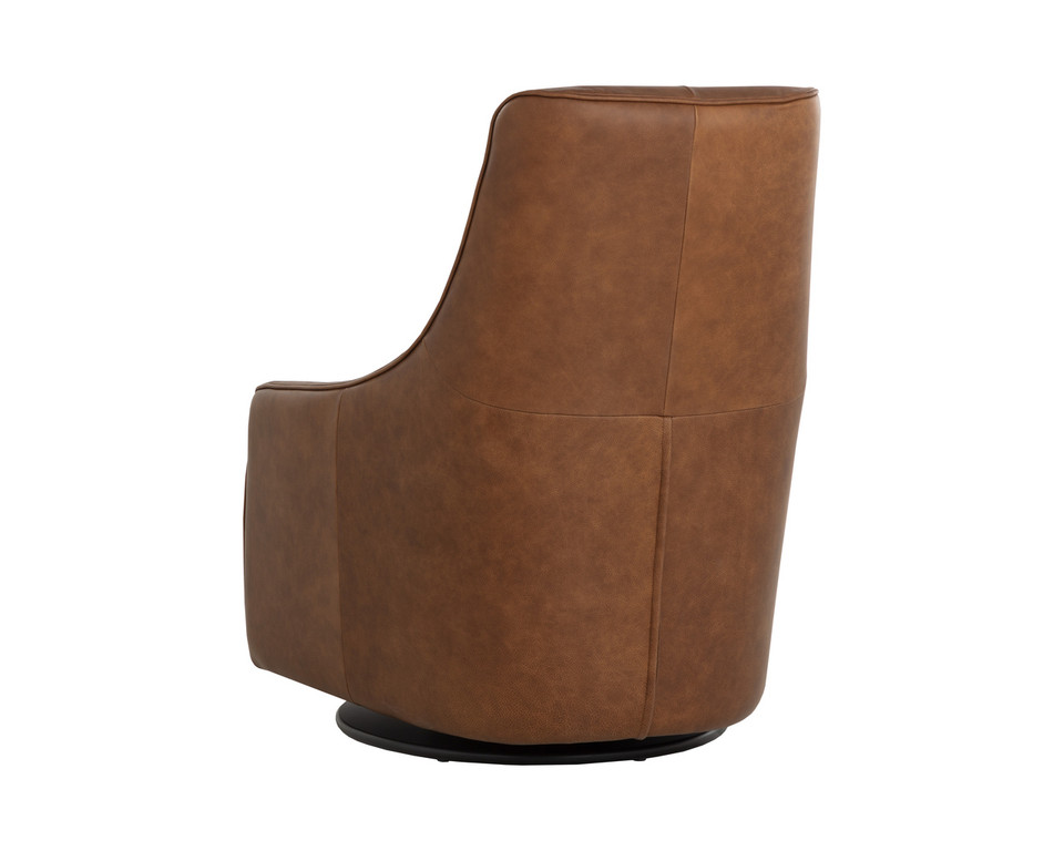 Carmine Swivel Cognac Leather Lounge Chair