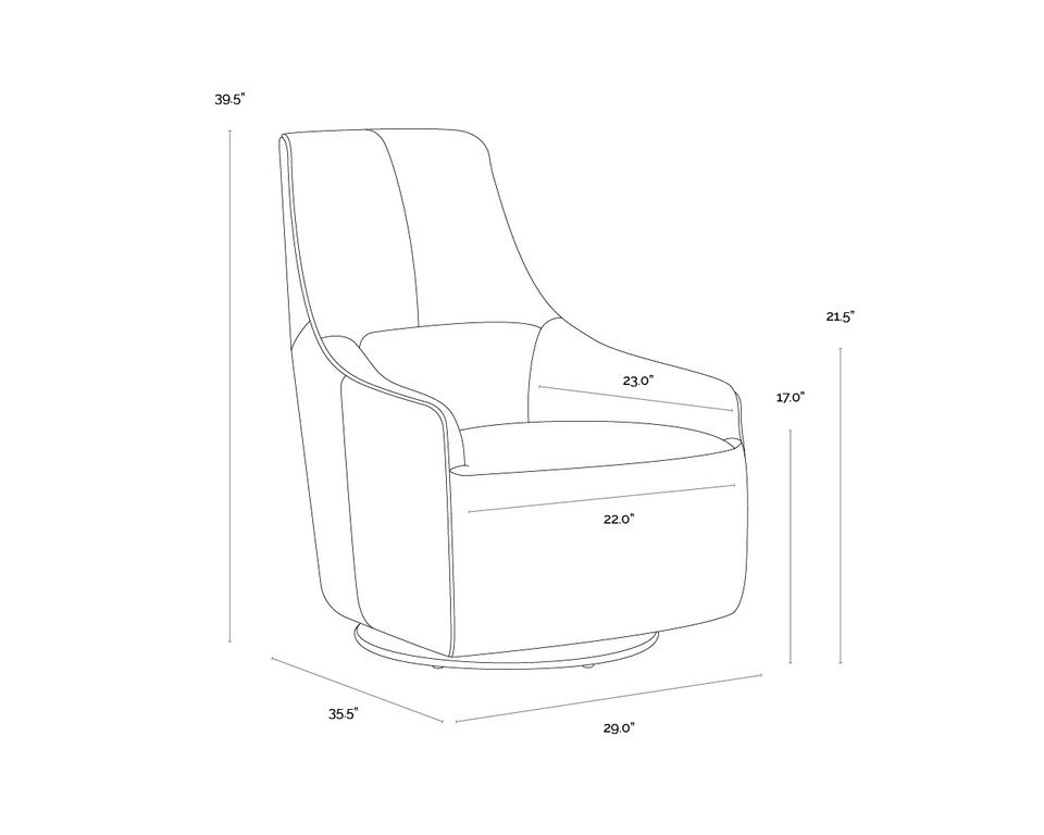 Carmine Swivel Cognac Leather Lounge Chair