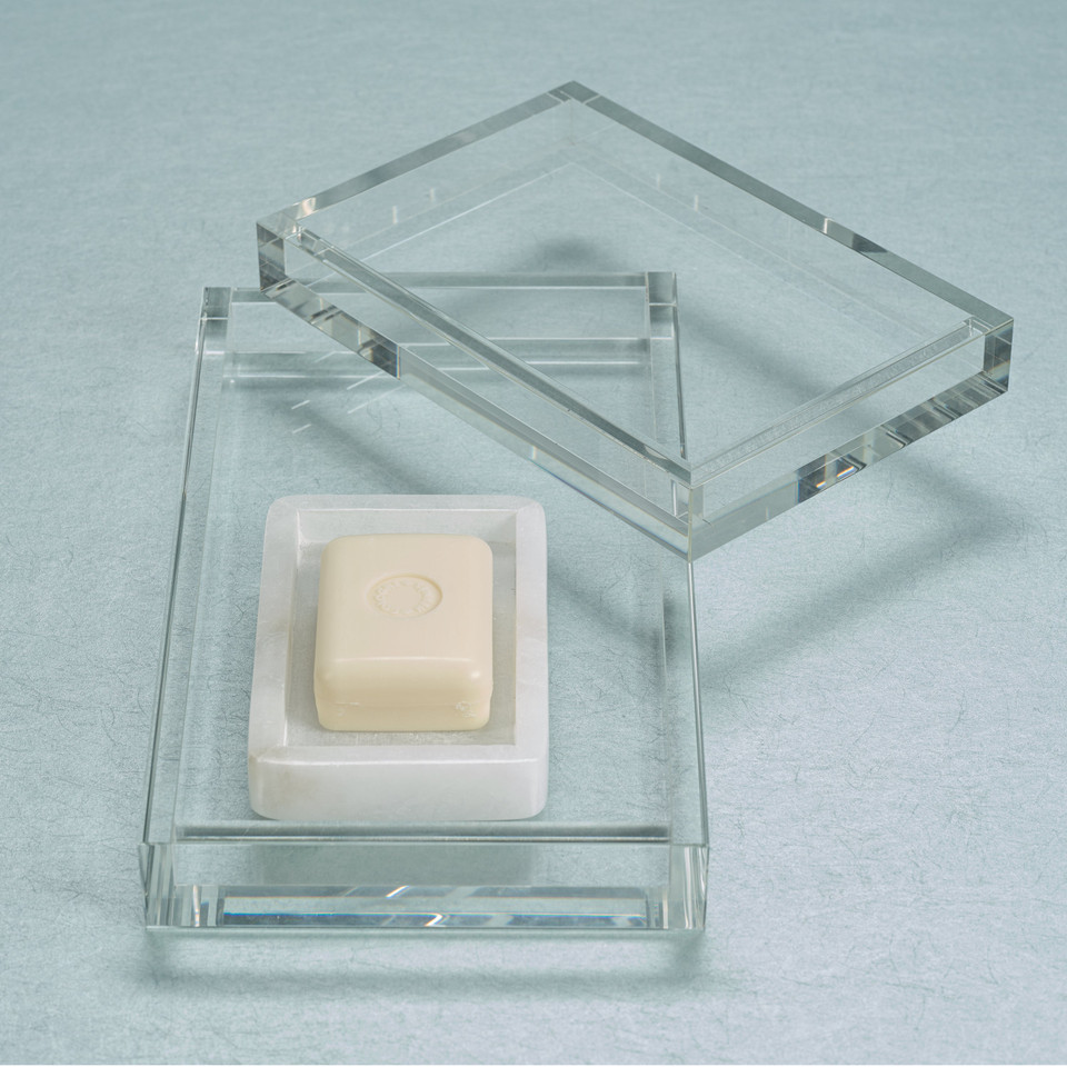Claire Small Crystal Glass Vanity Tray - Tray Side View | Bone & Brass