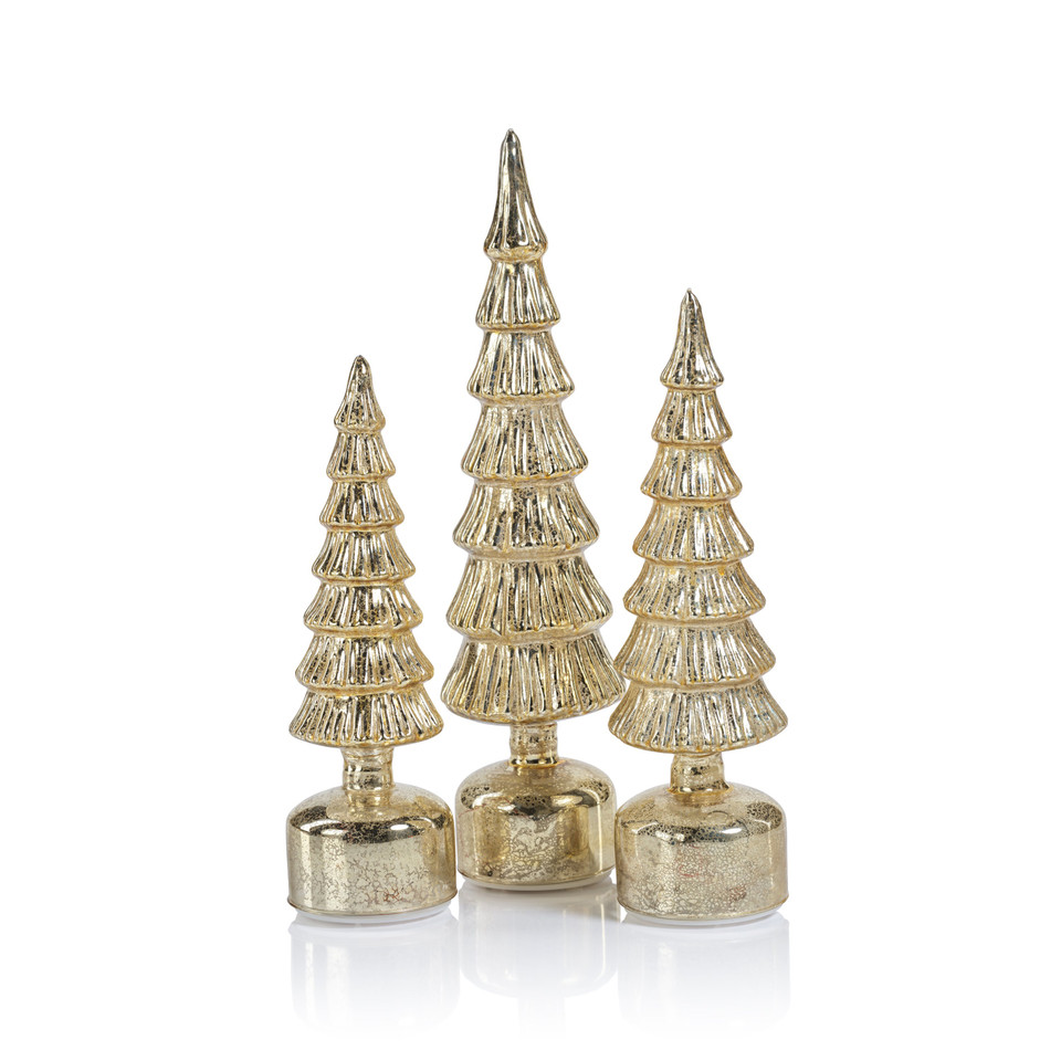 Merrigan Gold Rotating LED Holiday Tabletop Tree, Large - Close Up | Bone & Brass