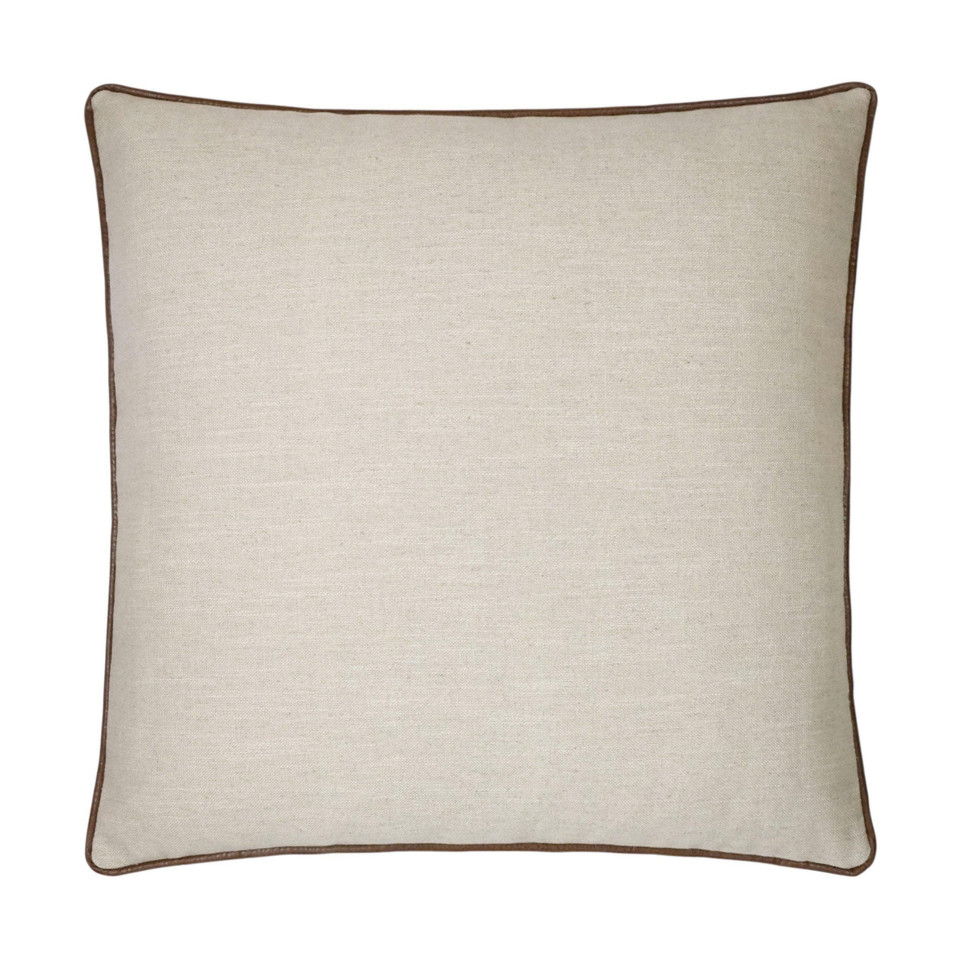 Ghent Taupe Throw Pillow, Brown Trim | Bone & Brass
