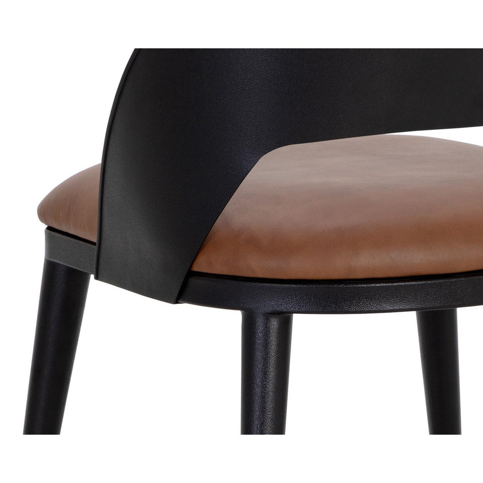 Dezirae Black - Cognac Leather Dining Chair, view 5