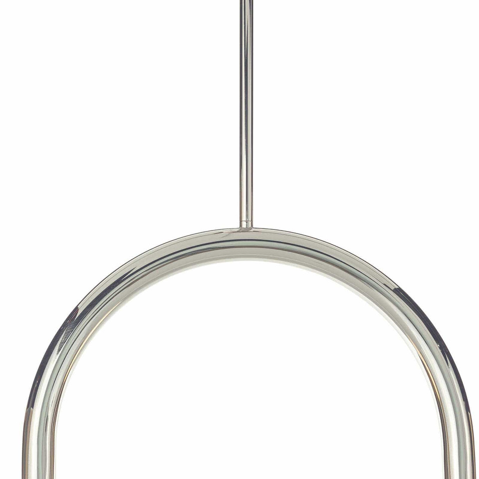 Happy Pendant Small, polished nickel metal frame with a curved, modern design.