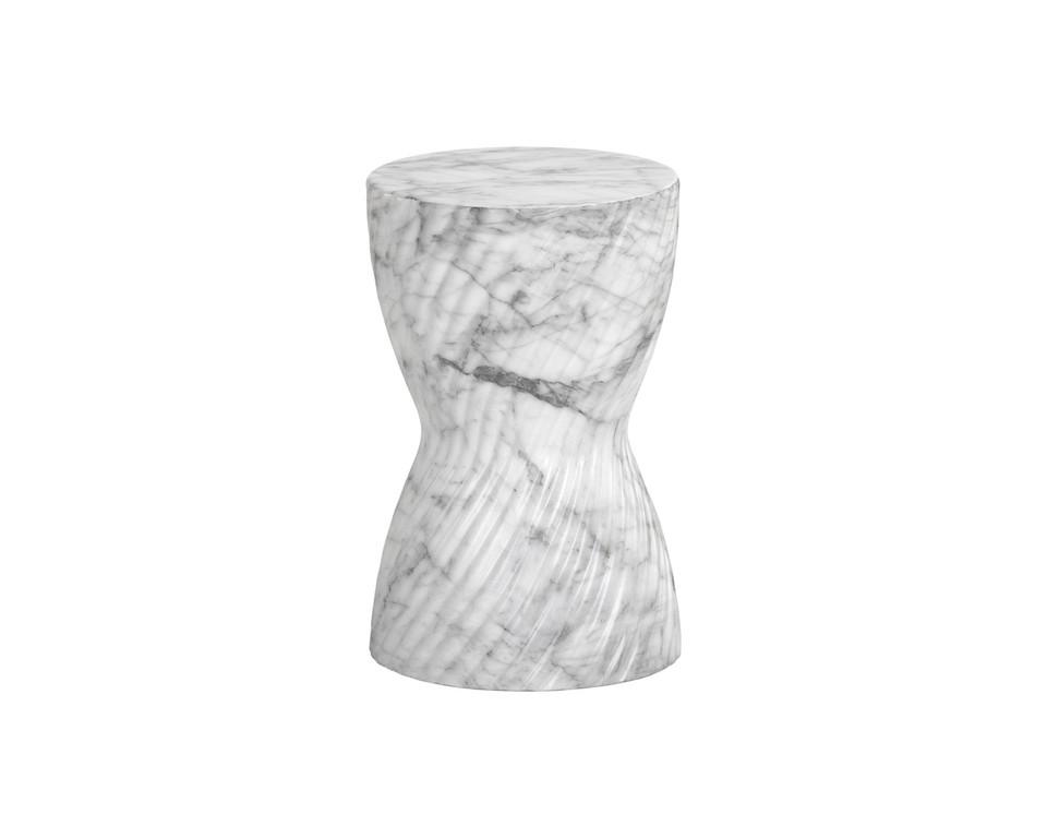 Cara End Marble Look - White Table