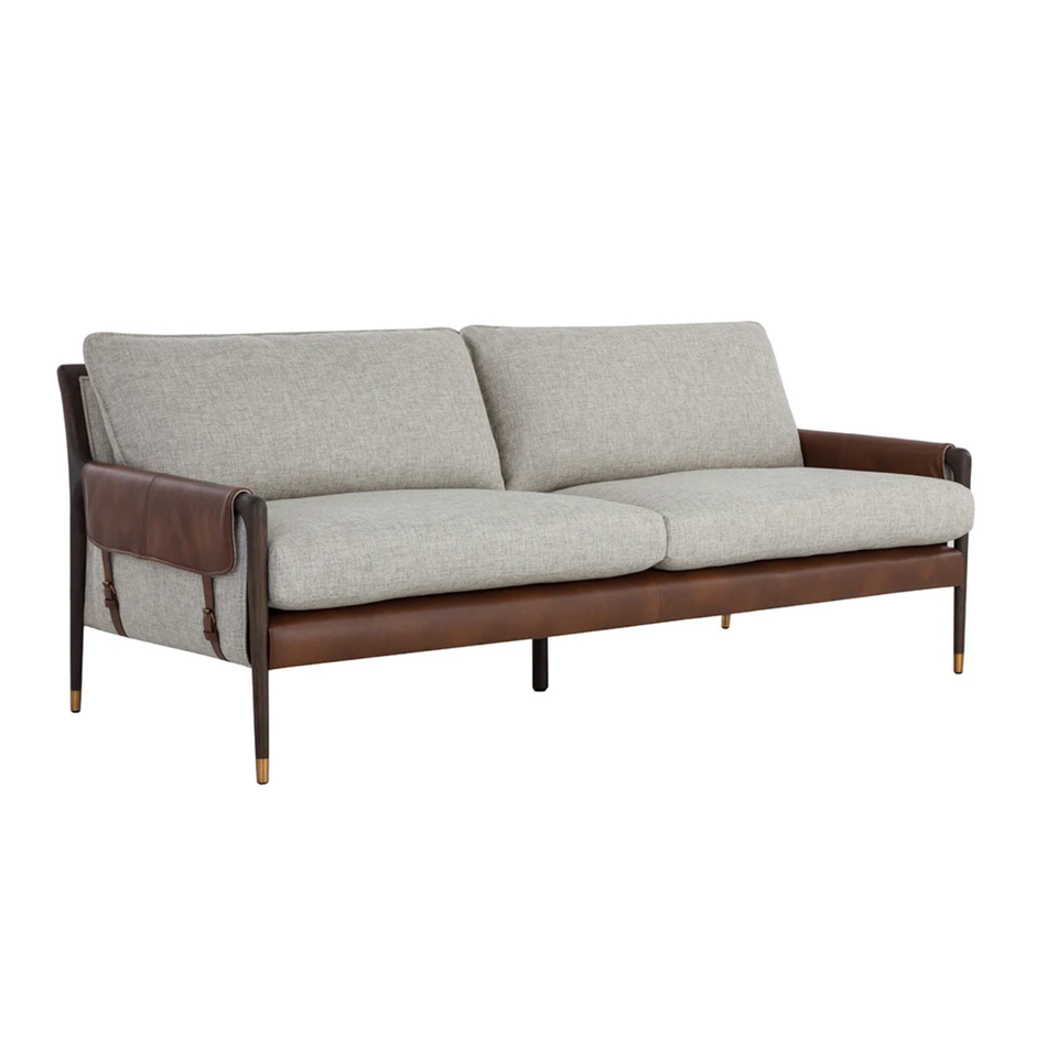 Mauti Cognac & Gray Buckle Sofa