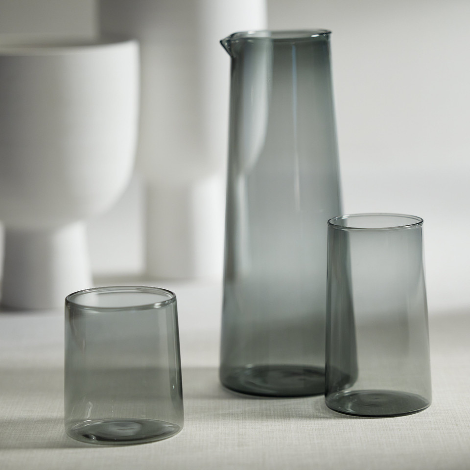 Lanvin Glass Pitcher | Gray, Cobalt Blue or Green - Pitcher Side View | Bone & Brass