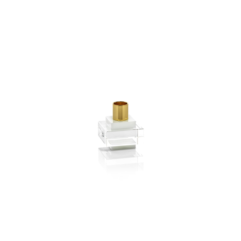 Verona Square Crystal Candle Holder | Bone & Brass