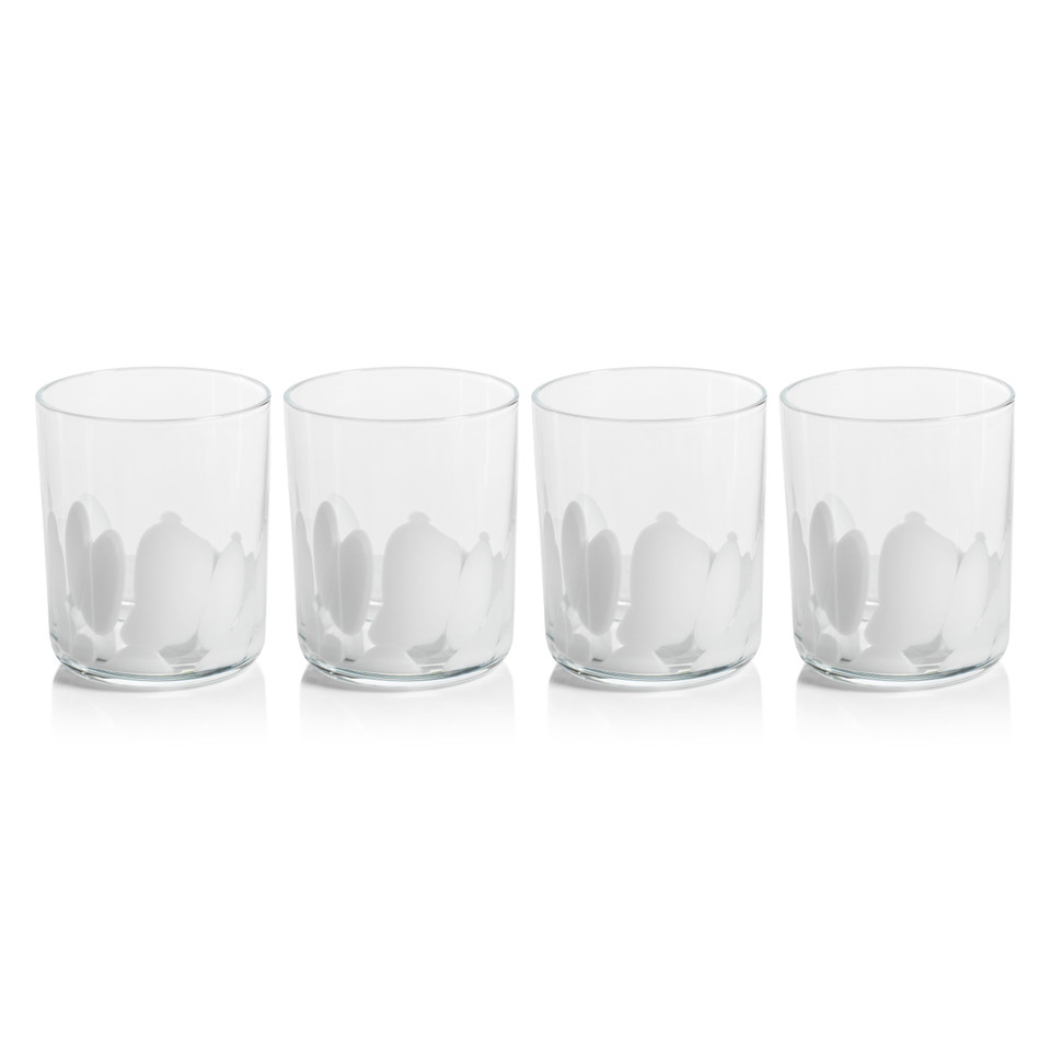 Porto White Spot Tumbler Glasses, Set 4 - Tumbler Side View | Bone & Brass