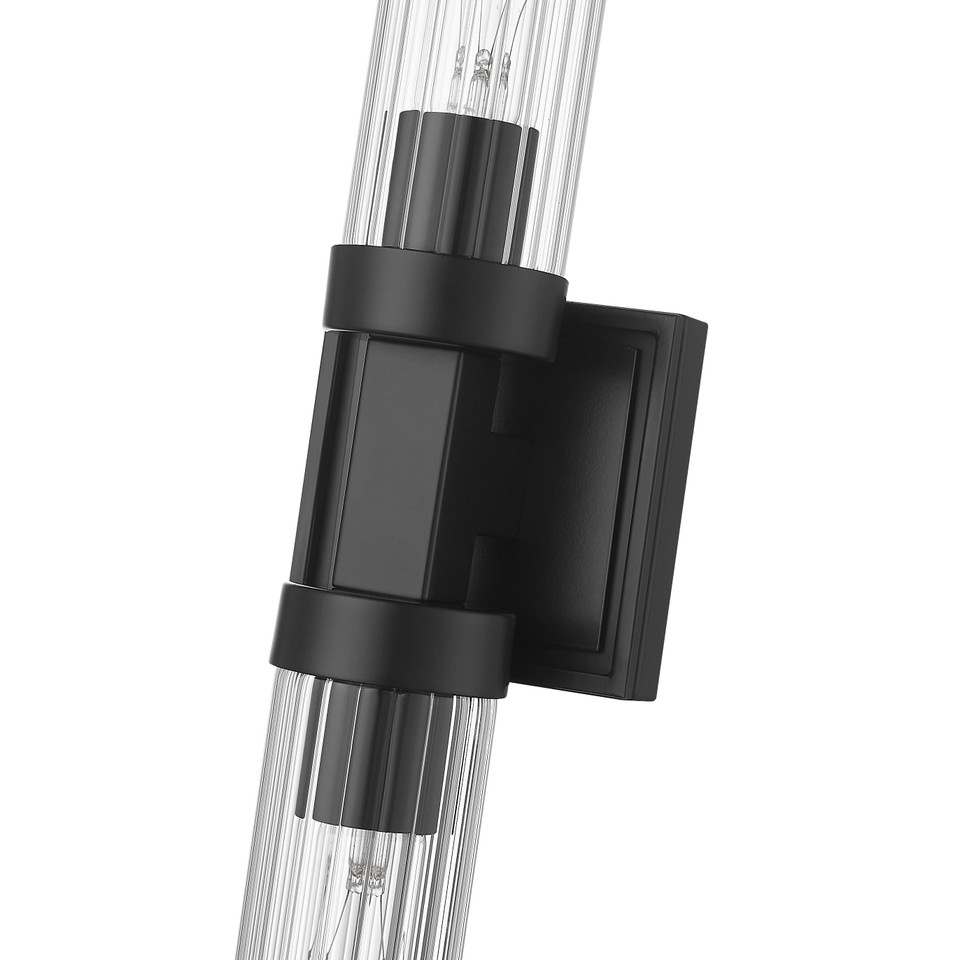 Matte Black Fluted Glass Wall Sconce, view 6