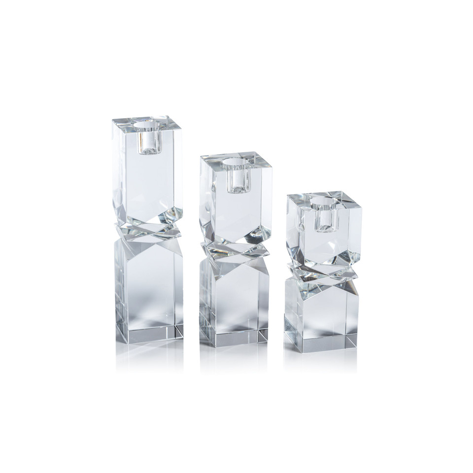 Vienna Artistry Crystal Glass Candlestick, Large - Candlestick Close Up | Bone & Brass